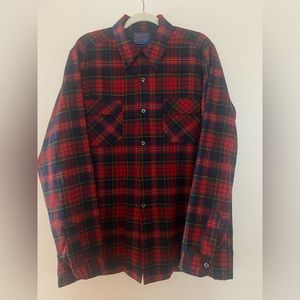 Vintage ~1970s Plaid Pendleton Wool Shirt Made in USA - Large Magnum Tall